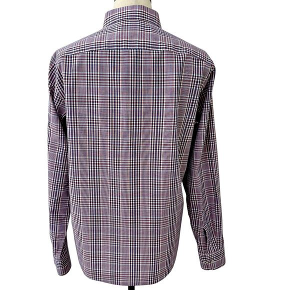 UNTUCKit Red Blue Plaid Wrinkle Free Slim Fit L/S Button Down Shirt LARGE - Picture 4 of 9